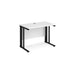 Maestro 25 cable managed leg straight narrow office desk Desking Dams White Black 1000mm x 600mm