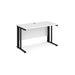 Maestro 25 cable managed leg straight narrow office desk Desking Dams White Black 1200mm x 600mm