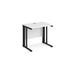 Maestro 25 cable managed leg straight narrow office desk Desking Dams White Black 800mm x 600mm