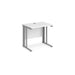 Maestro 25 cable managed leg straight narrow office desk Desking Dams White Silver 800mm x 600mm