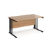 Maestro 25 cable managed leg straight office desk Desking Dams Beech Black 1400mm x 800mm