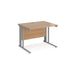 Maestro 25 cable managed leg straight office desk Desking Dams Beech Silver 1000mm x 800mm