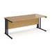 Maestro 25 cable managed leg straight office desk Desking Dams Oak Black 1800mm x 800mm