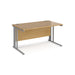 Maestro 25 cable managed leg straight office desk Desking Dams Oak Silver 1400mm x 800mm