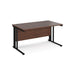 Maestro 25 cable managed leg straight office desk Desking Dams Walnut Black 1400mm x 800mm