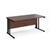 Maestro 25 cable managed leg straight office desk Desking Dams Walnut Black 1600mm x 800mm