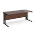 Maestro 25 cable managed leg straight office desk Desking Dams Walnut Black 1800mm x 800mm