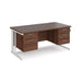 Maestro 25 cable managed leg straight office desk with 2 and 3 drawer pedestals Desking Dams Walnut White 1600mm x 800mm