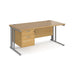 Maestro 25 cable managed leg straight office desk with 2 drawer pedestal Desking Dams Oak Silver 1400mm x 800mm