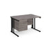 Maestro 25 cable managed leg straight office desk with 3 drawer pedestal Desking Dams Grey Oak Black 1200mm x 800mm