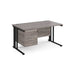 Maestro 25 cable managed leg straight office desk with 3 drawer pedestal Desking Dams Grey Oak Black 1400mm x 800mm