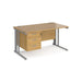 Maestro 25 cable managed leg straight office desk with 3 drawer pedestal Desking Dams Oak Silver 1400mm x 800mm