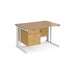 Maestro 25 cable managed leg straight office desk with 3 drawer pedestal Desking Dams Oak White 1200mm x 800mm