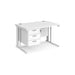 Maestro 25 cable managed leg straight office desk with 3 drawer pedestal Desking Dams White White 1200mm x 800mm