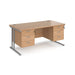 Maestro 25 cantilever leg straight desk with two x 3 drawer pedestals Desking Dams Beech Silver 1600mm x 800mm