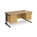 Maestro 25 cantilever leg straight desk with two x 3 drawer pedestals Desking Dams Oak Black 1600mm x 800mm