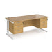 Maestro 25 cantilever leg straight desk with two x 3 drawer pedestals Desking Dams Oak White 1800mm x 800mm