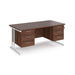 Maestro 25 cantilever leg straight desk with two x 3 drawer pedestals Desking Dams Walnut White 1600mm x 800mm