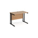 Maestro 25 cantilever leg straight, narrow office desk Desking Dams Beech Black 1000mm x 600mm