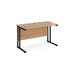 Maestro 25 cantilever leg straight, narrow office desk Desking Dams Beech Black 1200mm x 600mm