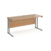 Maestro 25 cantilever leg straight, narrow office desk Desking Dams Beech Silver 1600mm x 600mm