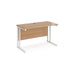 Maestro 25 cantilever leg straight, narrow office desk Desking Dams Beech White 1200mm x 600mm