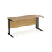 Maestro 25 cantilever leg straight, narrow office desk Desking Dams Oak Black 1600mm x 600mm