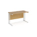 Maestro 25 cantilever leg straight, narrow office desk Desking Dams Oak White 1200mm x 600mm