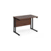 Maestro 25 cantilever leg straight, narrow office desk Desking Dams Walnut Black 1000mm x 600mm