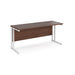 Maestro 25 cantilever leg straight, narrow office desk Desking Dams Walnut White 1600mm x 600mm