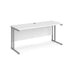 Maestro 25 cantilever leg straight, narrow office desk Desking Dams White Silver 1600mm x 600mm