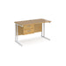 Maestro 25 cantilever leg straight, narrow office desk with 2 drawer pedestal Desking Dams Oak White 1200mm x 600mm