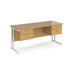 Maestro 25 cantilever leg straight narrow office desk with two x 2 drawer pedestals Desking Dams Oak White 1600mm x 600mm