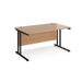 Maestro 25 cantilever leg straight office desk Desking Dams Beech Black 1400mm x 800mm