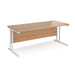 Maestro 25 cantilever leg straight office desk Desking Dams Beech White 1800mm x 800mm