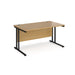 Maestro 25 cantilever leg straight office desk Desking Dams Oak Black 1400mm x 800mm