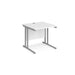 Maestro 25 cantilever leg straight office desk Desking Dams White Silver 800mm x 800mm