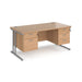 Maestro 25 cantilever leg straight office desk with 2 and 3 drawer pedestals Desking Dams Beech Silver 1600mm x 800mm