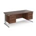 Maestro 25 cantilever leg straight office desk with 2 and 3 drawer pedestals Desking Dams Walnut Silver 1800mm x 800mm