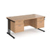 Maestro 25 cantilever leg straight office desk with two x 2 drawer pedestals Desking Dams Beech Black 1600mm x 800mm