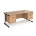 Maestro 25 cantilever leg straight office desk with two x 2 drawer pedestals Desking Dams Beech Black 1800mm x 800mm