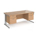 Maestro 25 cantilever leg straight office desk with two x 2 drawer pedestals Desking Dams Beech Silver 1800mm x 800mm