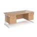 Maestro 25 cantilever leg straight office desk with two x 2 drawer pedestals Desking Dams Beech White 1800mm x 800mm