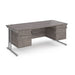 Maestro 25 cantilever leg straight office desk with two x 2 drawer pedestals Desking Dams Grey Oak Silver 1800mm x 800mm