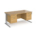 Maestro 25 cantilever leg straight office desk with two x 2 drawer pedestals Desking Dams Oak Silver 1600mm x 800mm