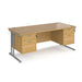 Maestro 25 cantilever leg straight office desk with two x 2 drawer pedestals Desking Dams Oak Silver 1800mm x 800mm