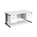 Maestro 25 cantilever leg straight office desk with two x 2 drawer pedestals Desking Dams White Black 1600mm x 800mm