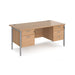 Maestro 25 H Frame straight desk with 2 and 3 drawer pedestals Desking Dams Beech Silver 1600mm x 800mm