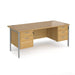 Maestro 25 H Frame straight desk with 2 and 3 drawer pedestals Desking Dams Oak Silver 1800mm x 800mm