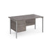 Maestro 25 H frame straight desk with 2 drawer pedestal Desking Dams Grey Oak Silver 1400mm x 800mm